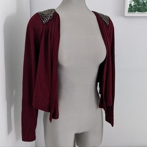 Wine red open crop with embellishment